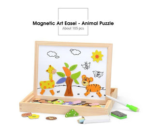 Educational Magnetic Box - (100+PCS Wooden Magnetic Puzzle)