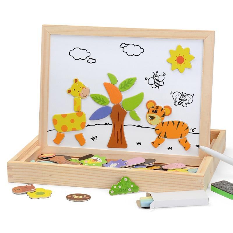 Educational Magnetic Box - (100+PCS Wooden Magnetic Puzzle)